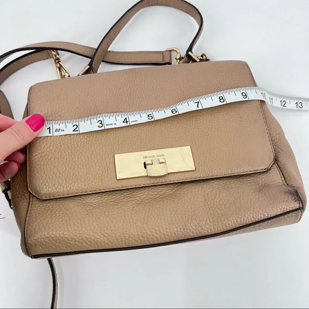 Michael Kors Callie Satchel‎ Crossbody Camel Purse pebble leather